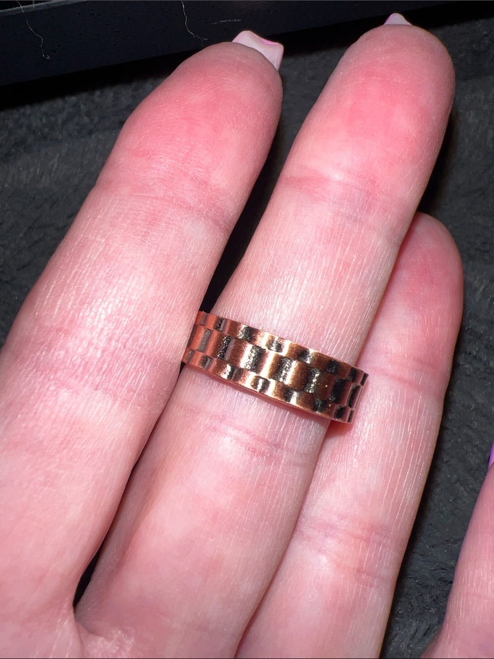 Copper Textured Band Ring - adjustable